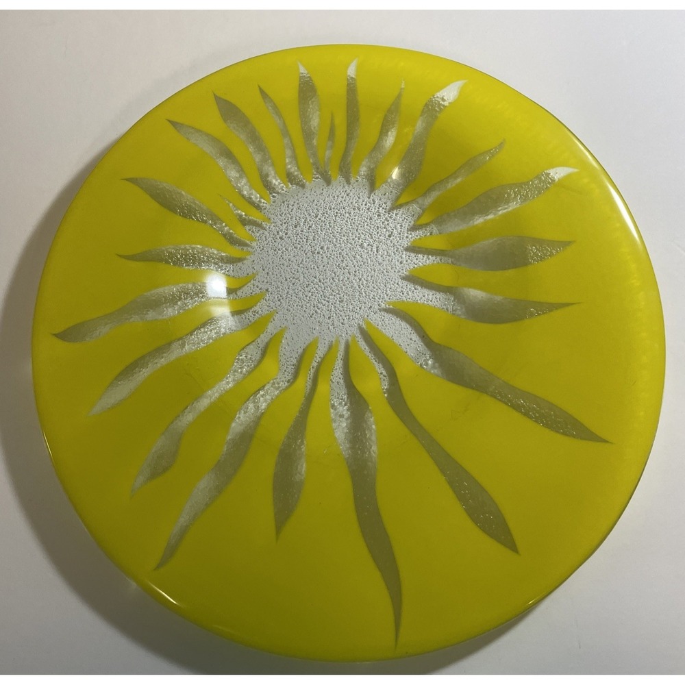 Villeroy & Boch‎ Flora Vitrum Yellow Sunflower Fused Glass Salad Bowl Plate VTG
